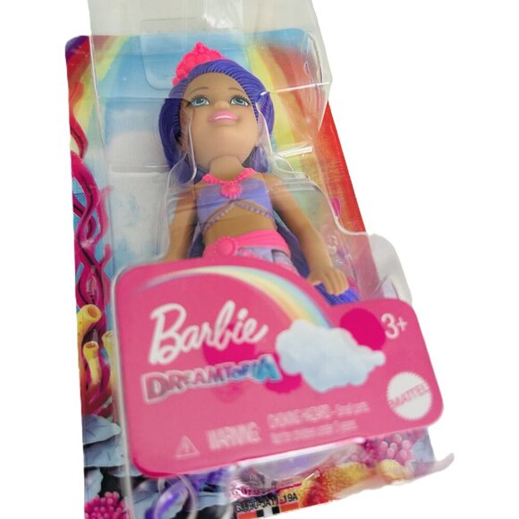 Barbie Dreamtopia Mini Mermaid Colorful Doll Chelsea Girl with Pink Crown 4" - Picture 2 of 7